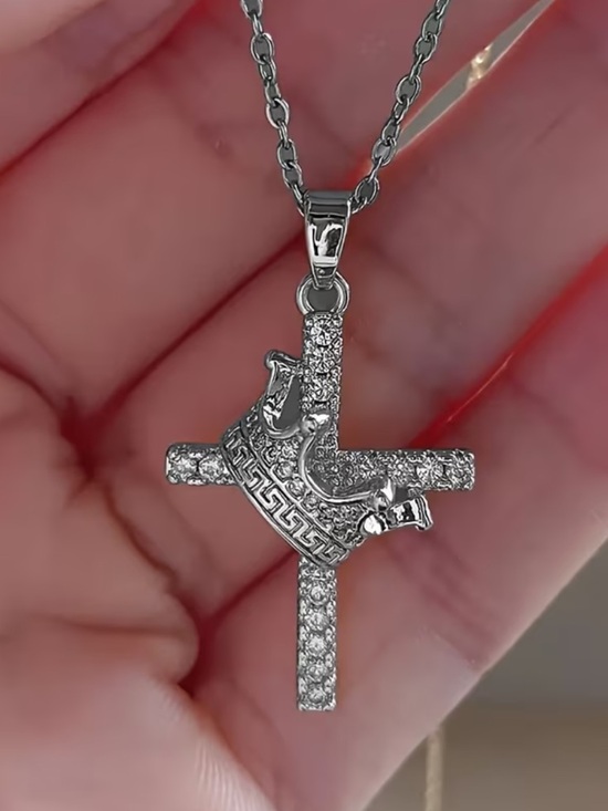 Jewelry - Silver plated Crystal Cross Pendant Necklace - Women's Jewelry